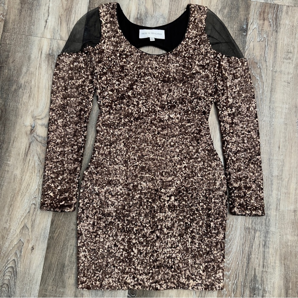 Dress the Population Sequin Cocktail Mini Dress small
